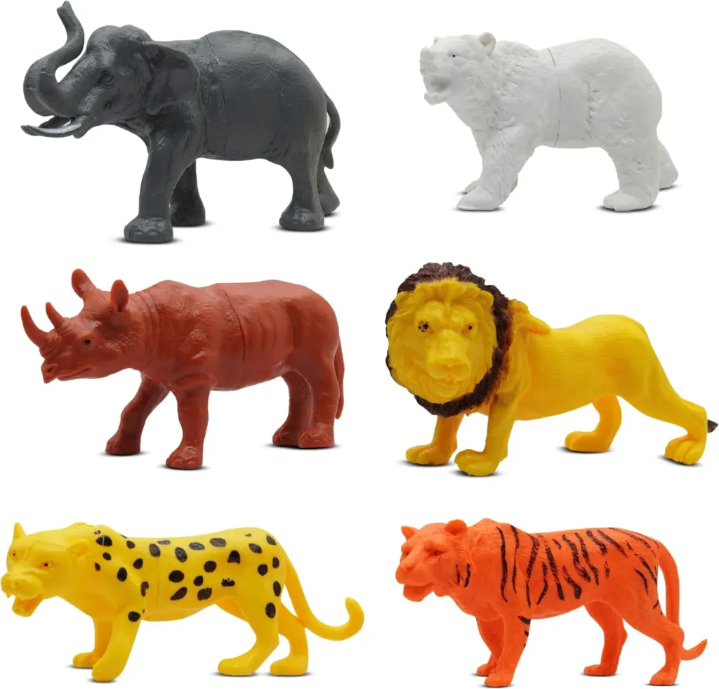 Wild/Farm Animal Toy Play Set for Kids | Realistic Animal Action Figure Playset (6 Pcs)