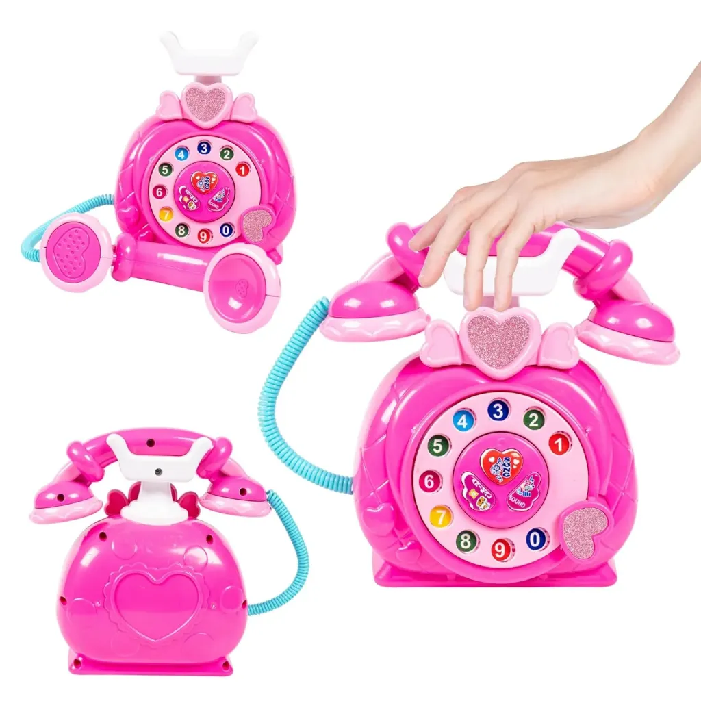 Musical Dial Telephone Toy for Kids – Educational Pretend Play Phone with Music, Lights, Animal Sounds & Number Dial | Safe & Durable Learning Toy for Toddlers
