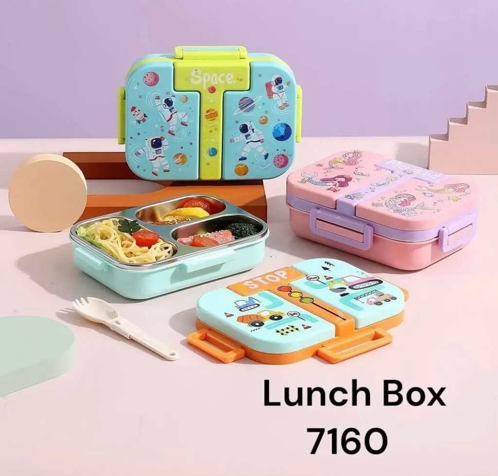 [KBS-1763] Stainless Steel 3 Compartment Lunch Box | Leak-Proof | BPA-Free | Model 7160