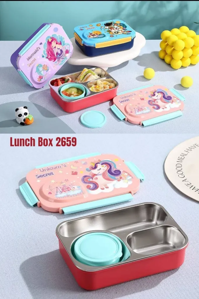 [KBS-1764] Stainless Steel 3 Compartment Lunch Box | Leak-Proof | BPA-Free | 750ml + 150ml | Model 2659