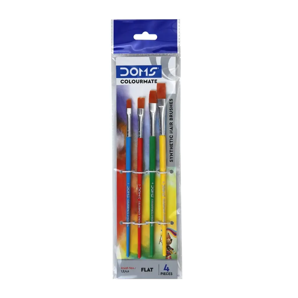DOMS Colourmate Synthetic Paint Brush Set (Flat, Pack of 4)