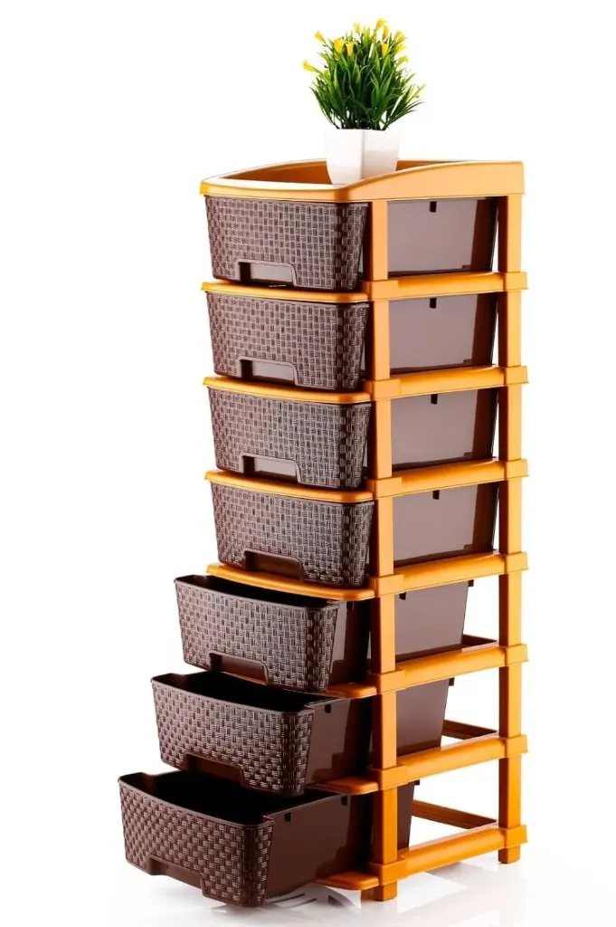 [KBS-1869] Multipurpose Plastic Drawer Storage Organizer (7 Layer, Brown) – Home & Office Use