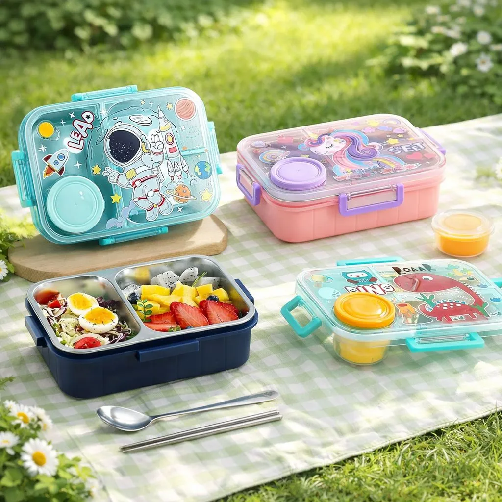 [KBS-1911] Stainless Steel 2 Compartment Lunch Box | Leak-Proof | BPA-Free | 800ml + Bowl 80ml | Model 2578