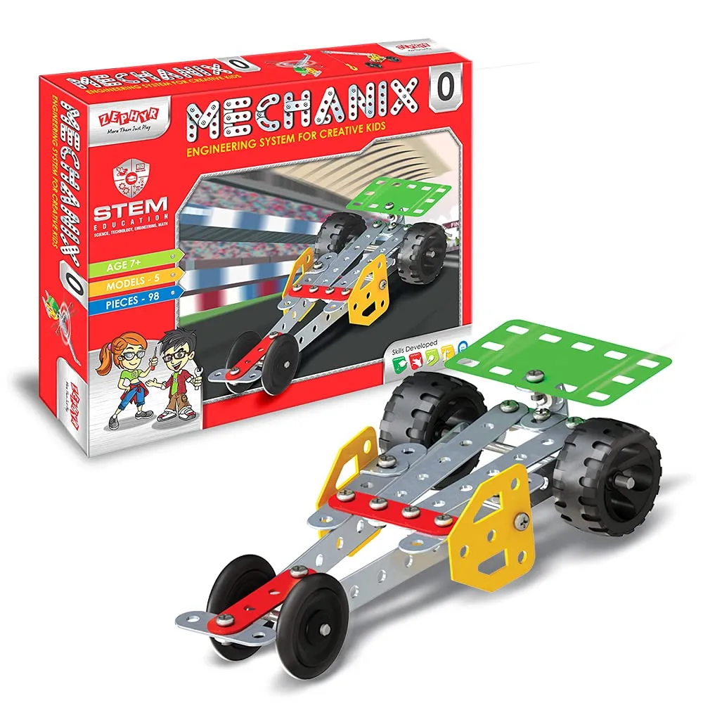 [KBS-1920] Zephyr Mechanix 0 DIY Metal Construction Set for Kids (5 Models, 98 Pieces) | STEM Learning Educational Building Toy Kit