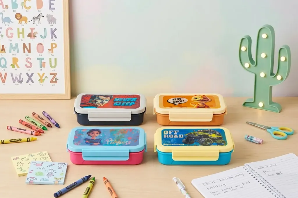 Dubblin Stainless Steel Lunch Box with Bowl | Leak-Proof | BPA-Free | 740ml | Model - Munch (Assorted Print)