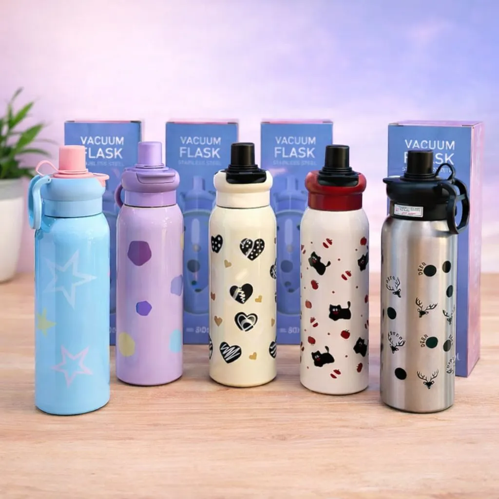 Stainless Steel Sipper Vacuum Water Bottle (600ml) Model: PG 4180 (Assorted Print)
