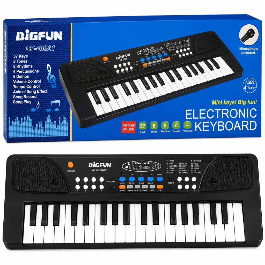 Bigfun BF-430A1 37 Keys Piano Keyboard with Mic for Kids