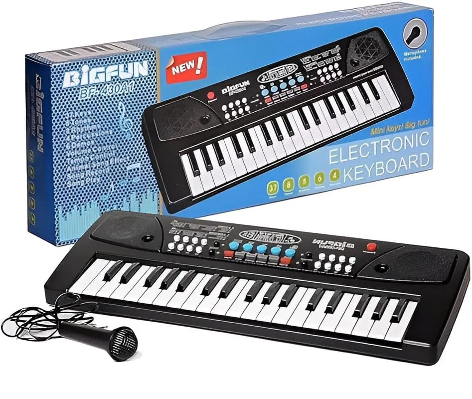 Piano Keyboard with Mic for Kids- 37 Keys - 8 Tones - 8 Rhythms - 4 Percussions - 6 Demos - Volume & Tempo Control - Recording & Playback - Animal Sound Effects