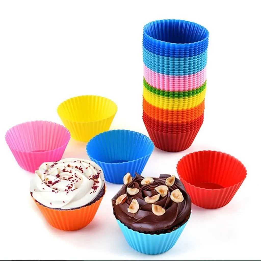 [KBS-1983] Air Fryer Silicone Cupcake Mould - Round Mini Non Stick & Heat Resistant Muffin Cups - Reusable Baking Cups for Cupcake Jelly Cake - 1 Pc (Random Color)