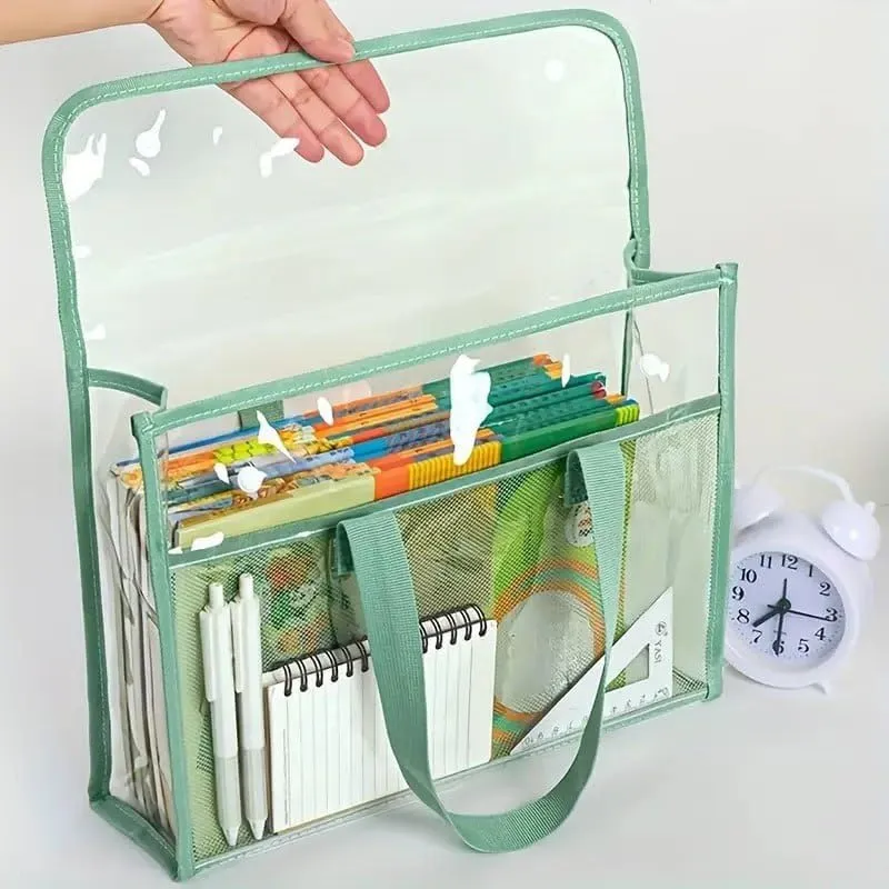 [KBS-1993] A4 Transparent File Organizer Pouch - Waterproof Expandable Document Folder with Large Capacity - Portable Office School Storage Bag