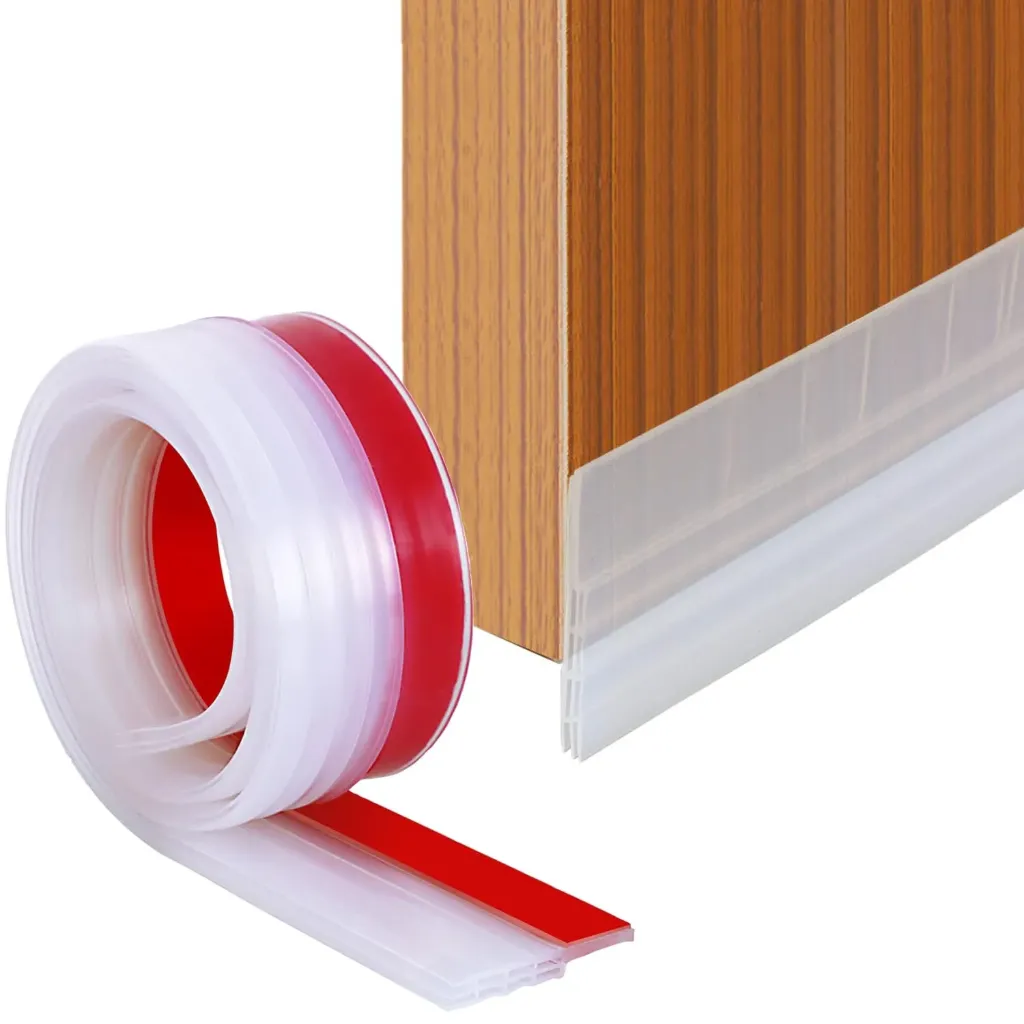 [KBS-2013] Silicone Door Draft Stopper - Self Adhesive Door Bottom Sealing Strip - Gap Filler Guard for Dust, Bugs & Air Protection (White)