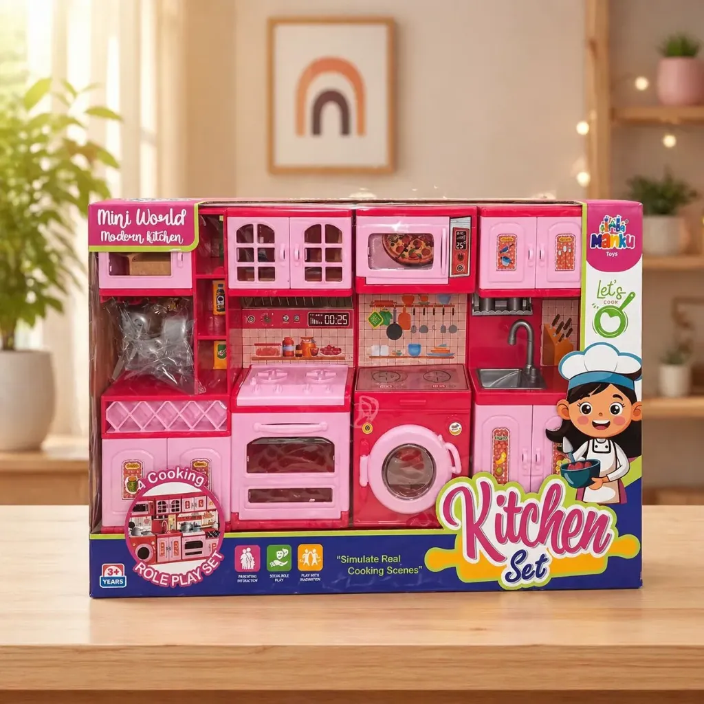 Mini Kitchen Set for Kids | Cooking, Baking, Washing & Storage Play Area | Role Play Toy