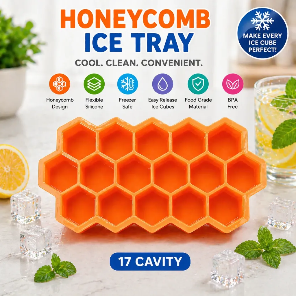 [KBS-2028] Silicone Ice Cube Tray (Honeycomb) - 17 cavity