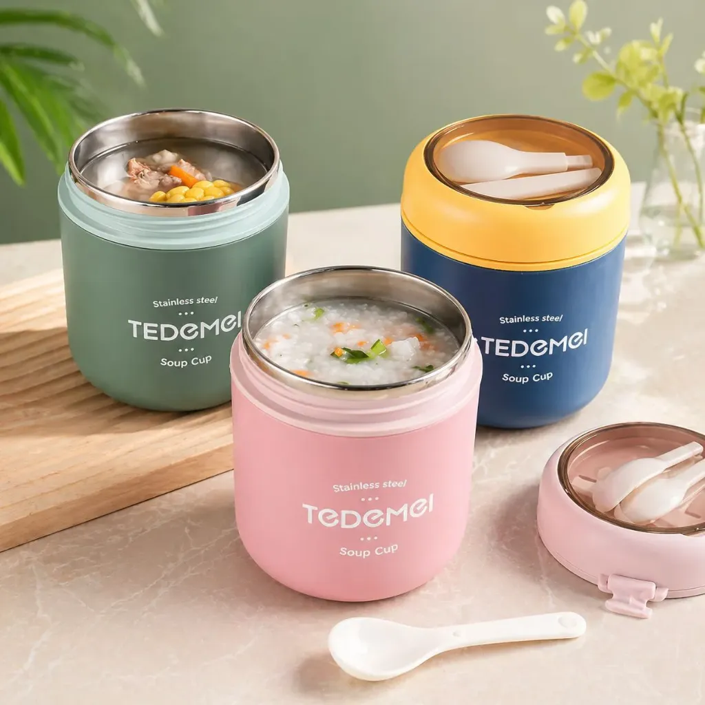 Stainless Steel Lunch Box 1 Compartment Soup Cup 530ml (No.6713)