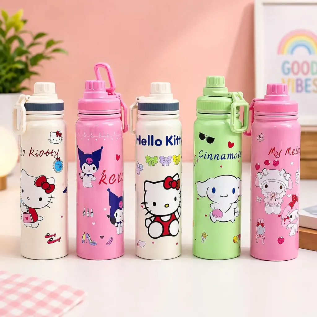 Vacuum Insulated Stainless Steel Cartoon Print Bottle (800ml, Assorted Design)
