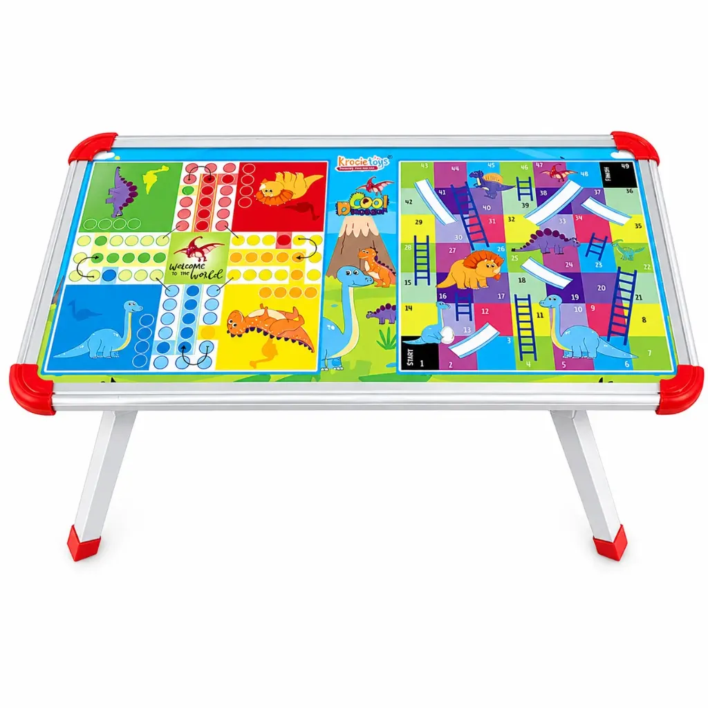 [KBS-2068] Krocie Toys Kids Foldable Multipurpose Table - 2-in-1 Game Board (Ludo & Snakes Ladder) - Study & Play Desk