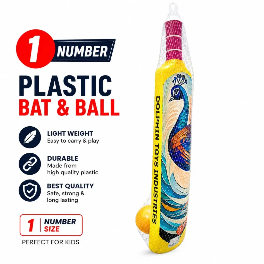 Plastic Bat Ball Cricket Set (1 No)