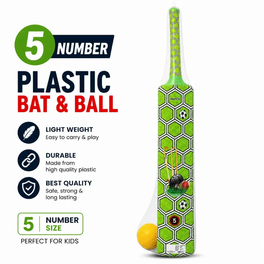 Plastic Bat Ball Cricket Set (5 No)