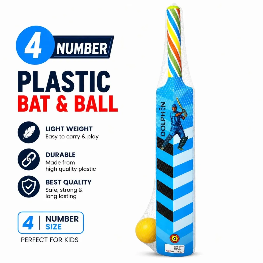 Plastic Bat Ball Cricket Set (4 No)