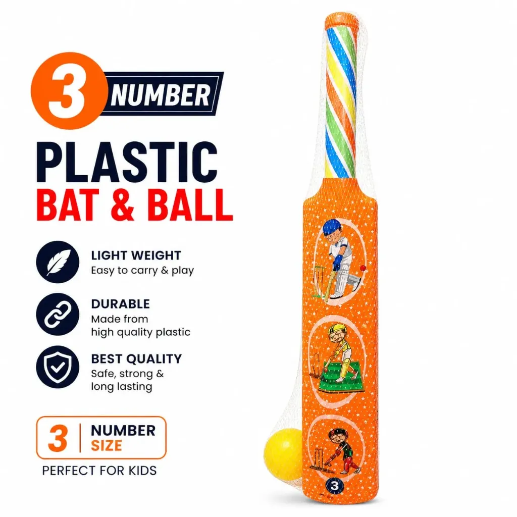 Plastic Bat Ball Cricket Set (3 No)