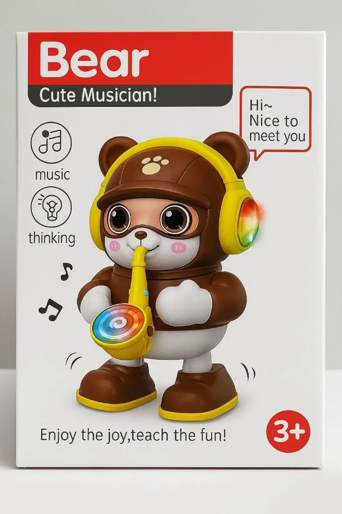 [KBS-2090] Musical Saxophone Bear Toy with Lights & Dancing Action for Kids