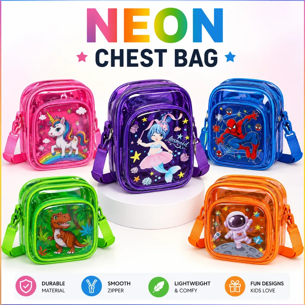 [KBS-2098] Neon Chest Bag (Cartoon Print)