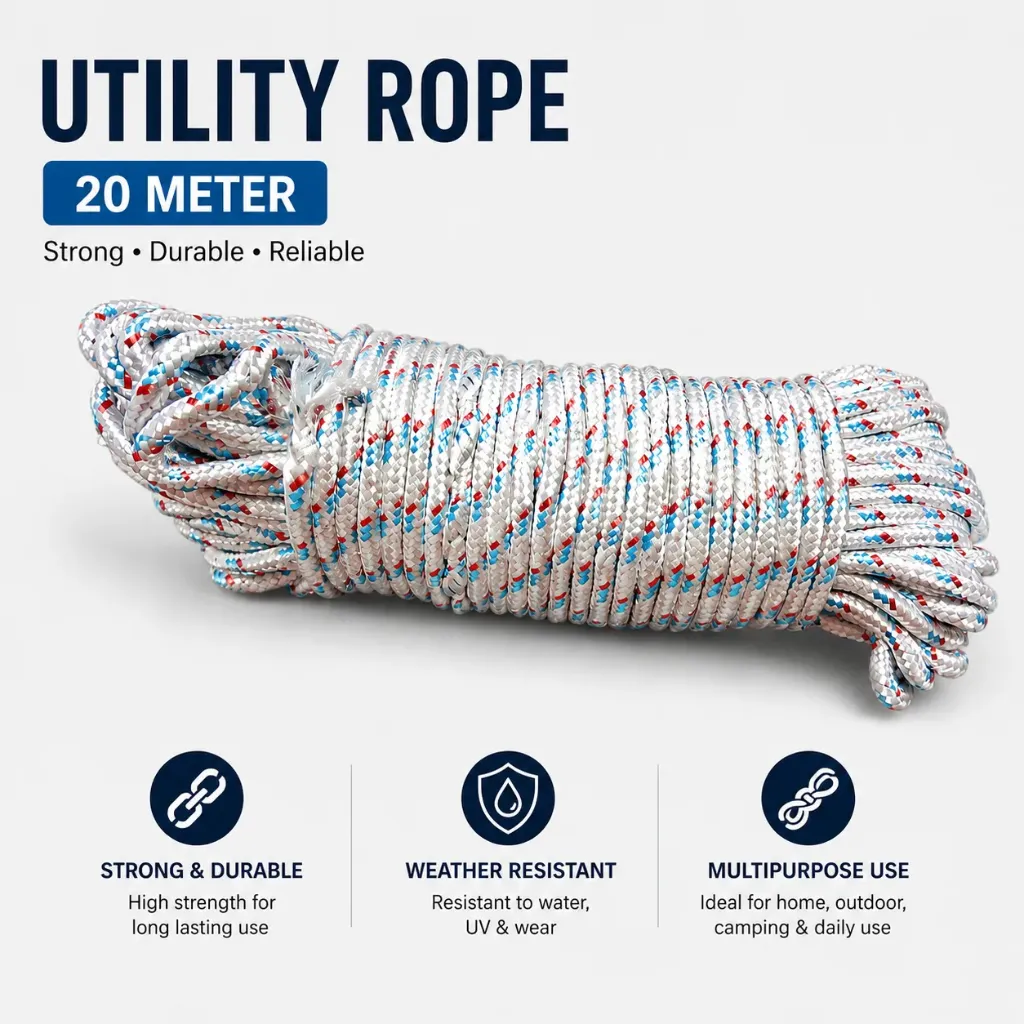 [KBS-2110] Multipurpose Utility Rope – 20 Meter Strong Braided Nylon Rope