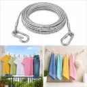 Steel Wire Cloth Rope (5 Meter) Heavy Duty Stainless Steel Wire Rope Cable with Locking Hooks for Clothes Drying, Outdoor, Garden, Gym & Utility Use