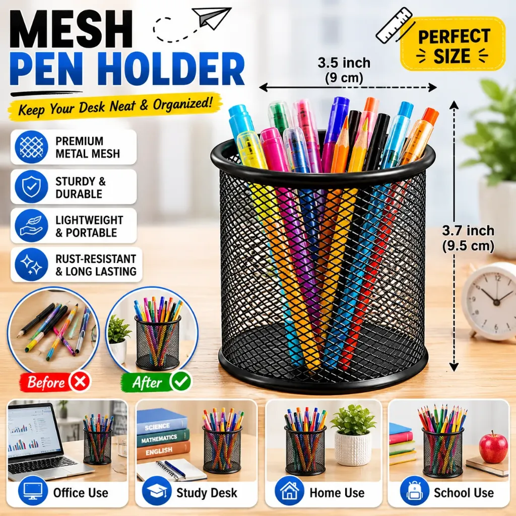 [KBS-2142] Multipurpose Metal Mesh Pen and Pencil Holder