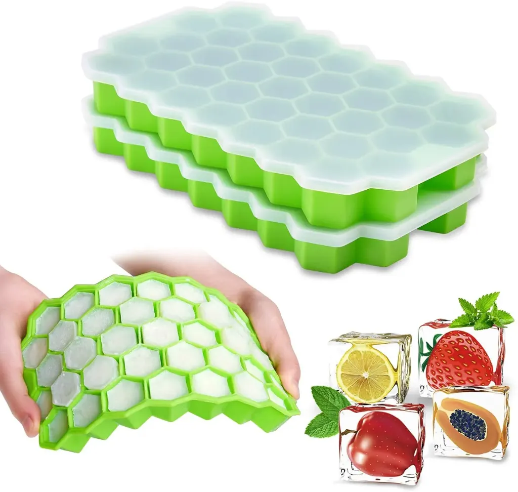 [KBS-2153] Silicone Ice Cube Tray with Lid (Honeycomb)