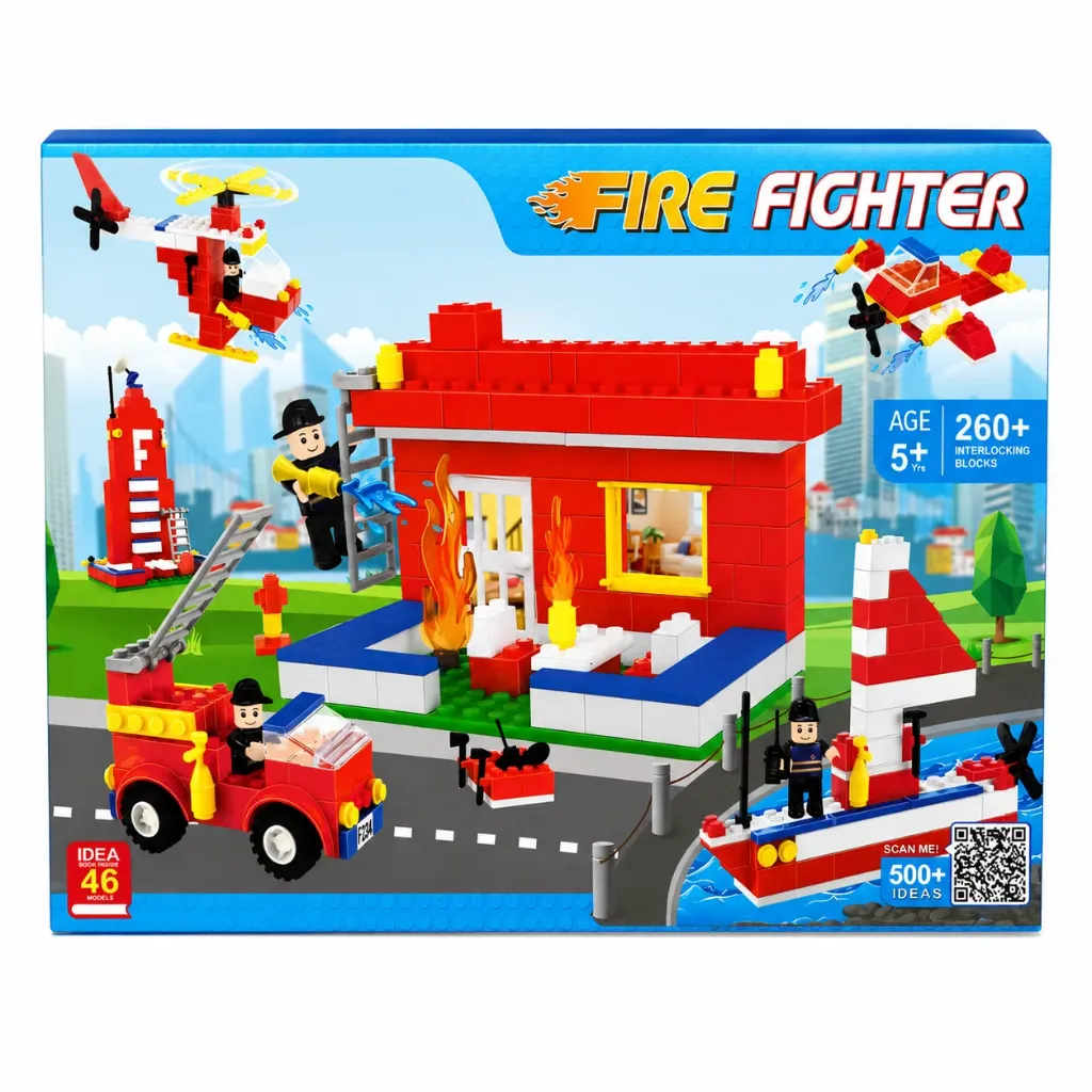 Fire Fighter Building Blocks (260+ Interlocking Blocks) - Lego