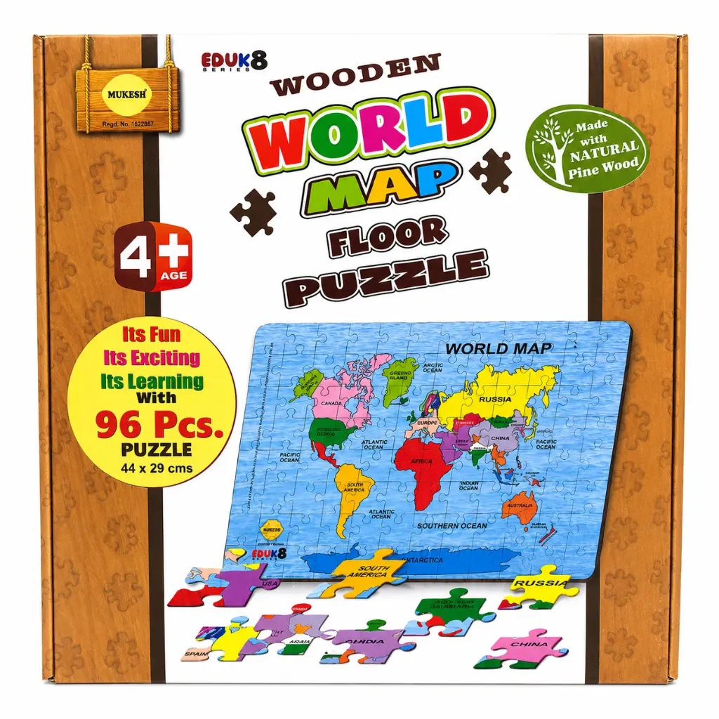 Wooden World Map Floor Puzzle