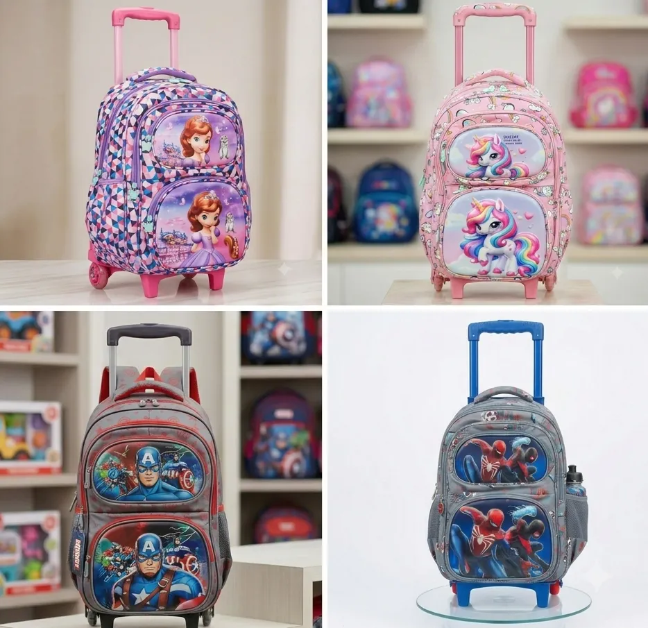 [KBS-2202] School Trolley Bag with wheels (Big Size) - Assorted Print