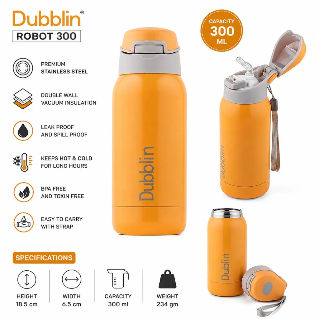 [KBS-2213] Dubblin Stainless Steel Vacuum Bottle Water Bottle (ROBOT 300)