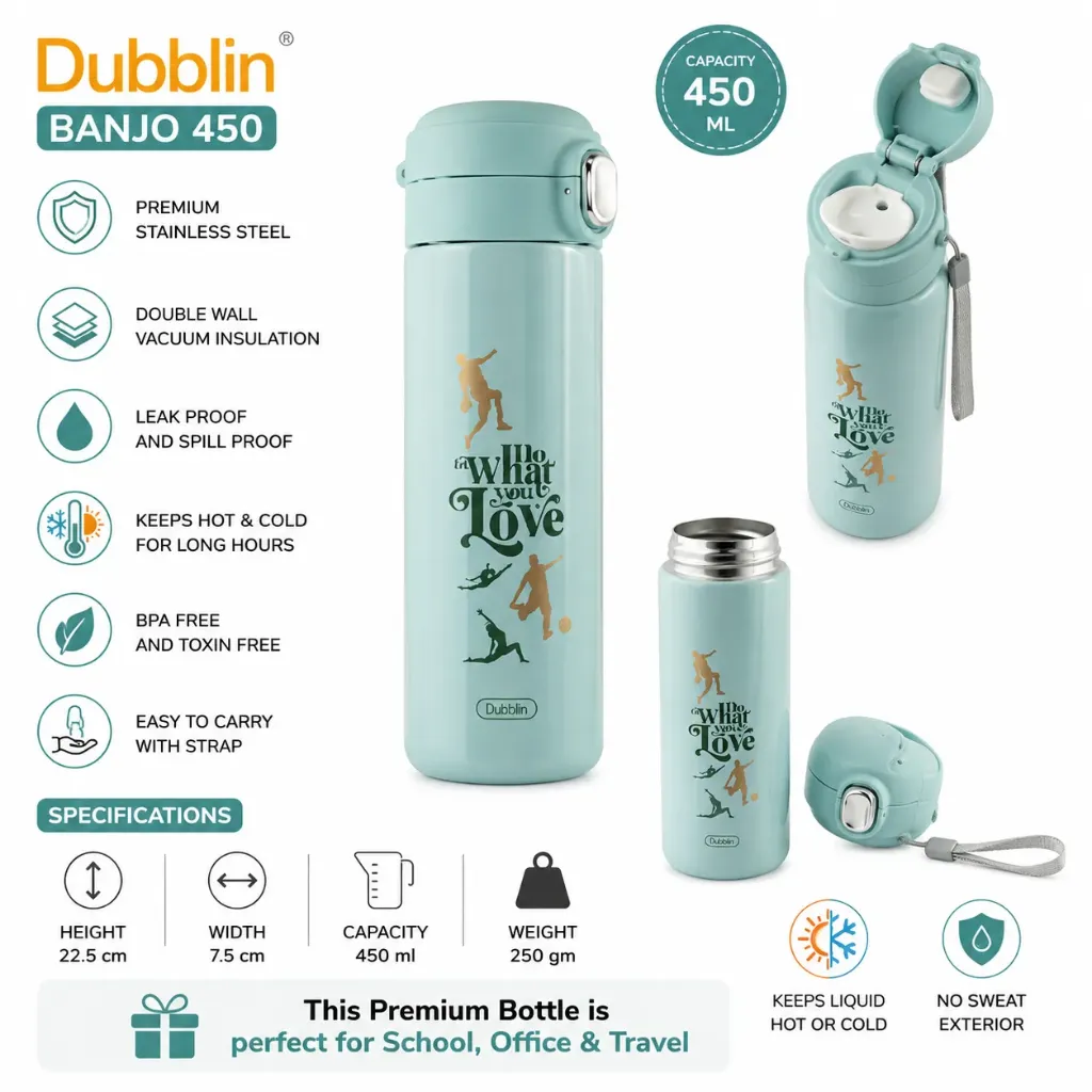 [KBS-2214] Dubblin Stainless Steel Vacuum Bottle Water Bottle (BANJO 450)