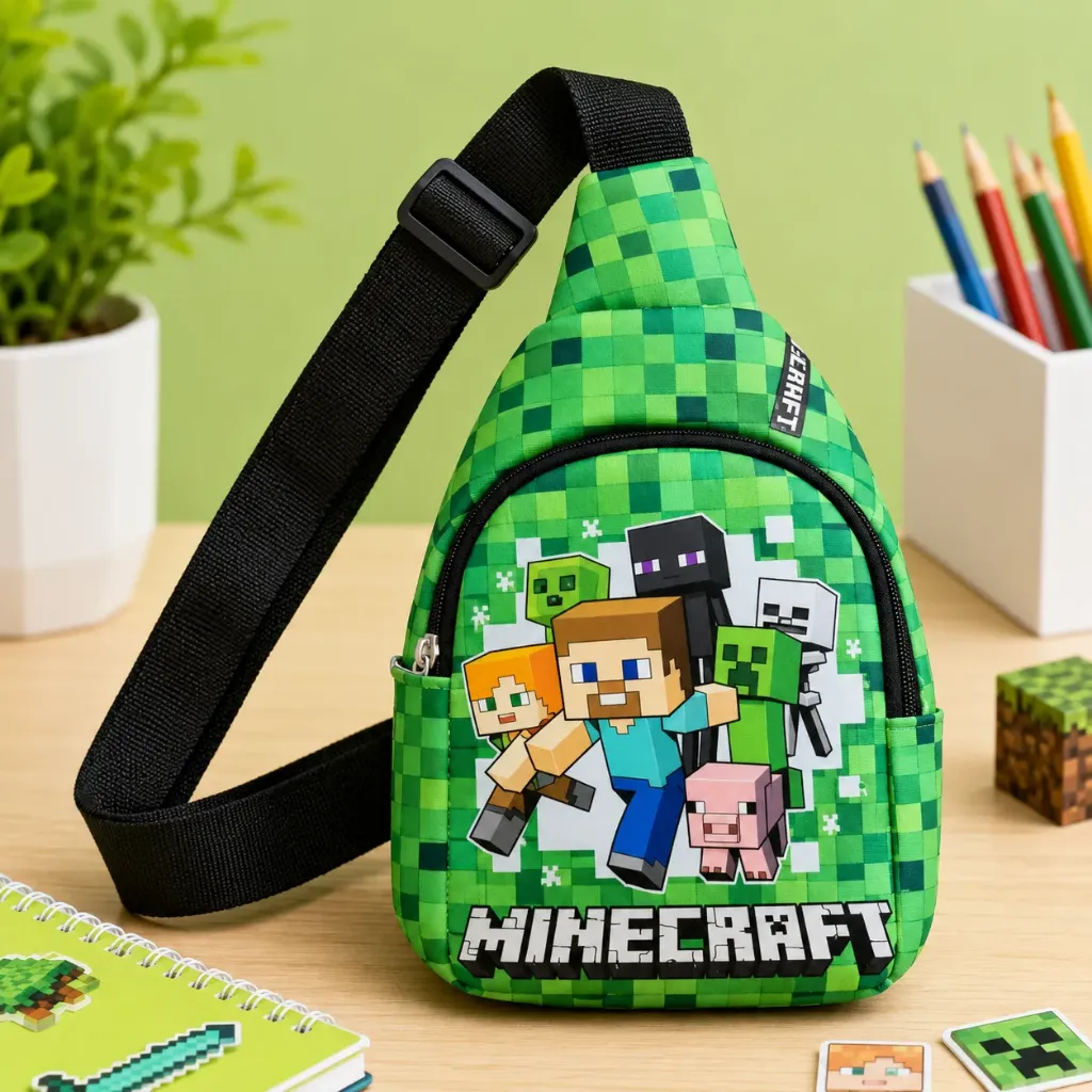 [KBS-2237] Chest Bag Faux Leather with adjustable strap (Minecraft)