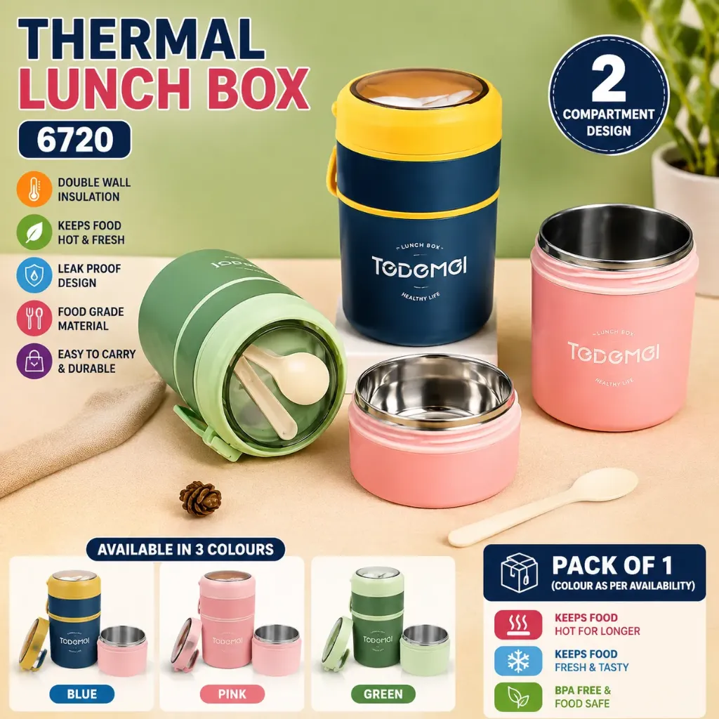 [KBS-2241] Stainless Steel Lunch Box - 2 Containers Tiffin with Spoon (No. 6720)