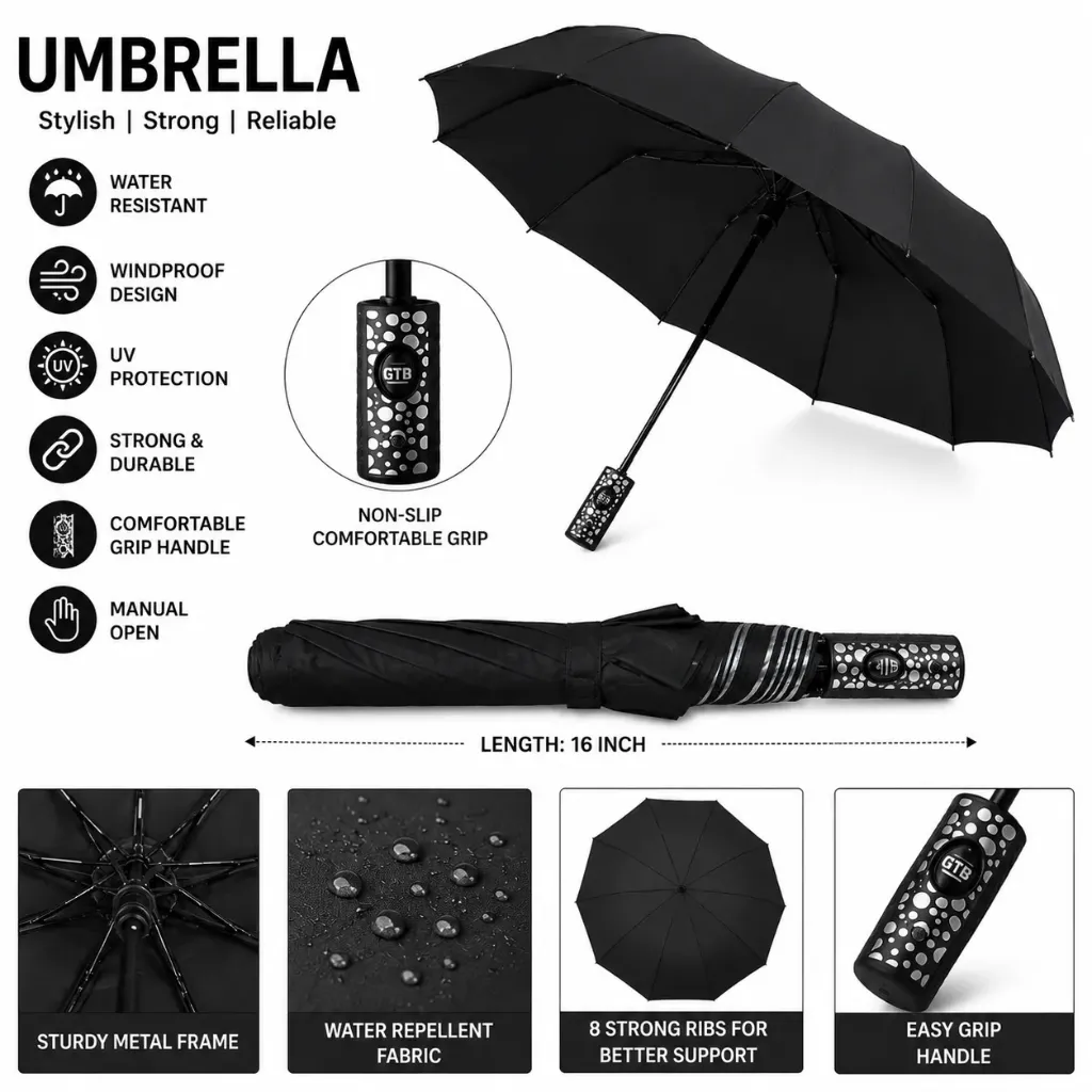 [KBS-2243] Umbrella - Black Colour (No - 2243)