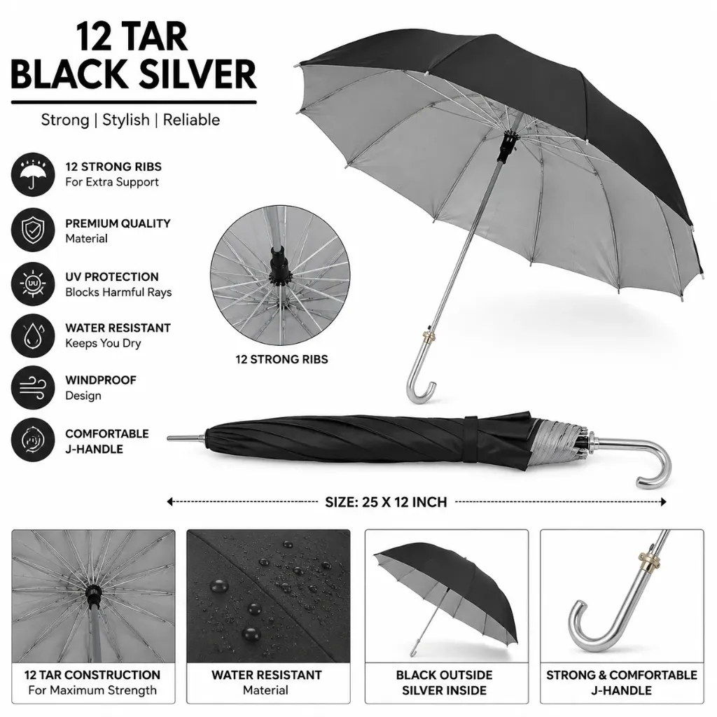 [KBS-2246] Umbrella BIG SIZE - Black Colour (No - 2246)