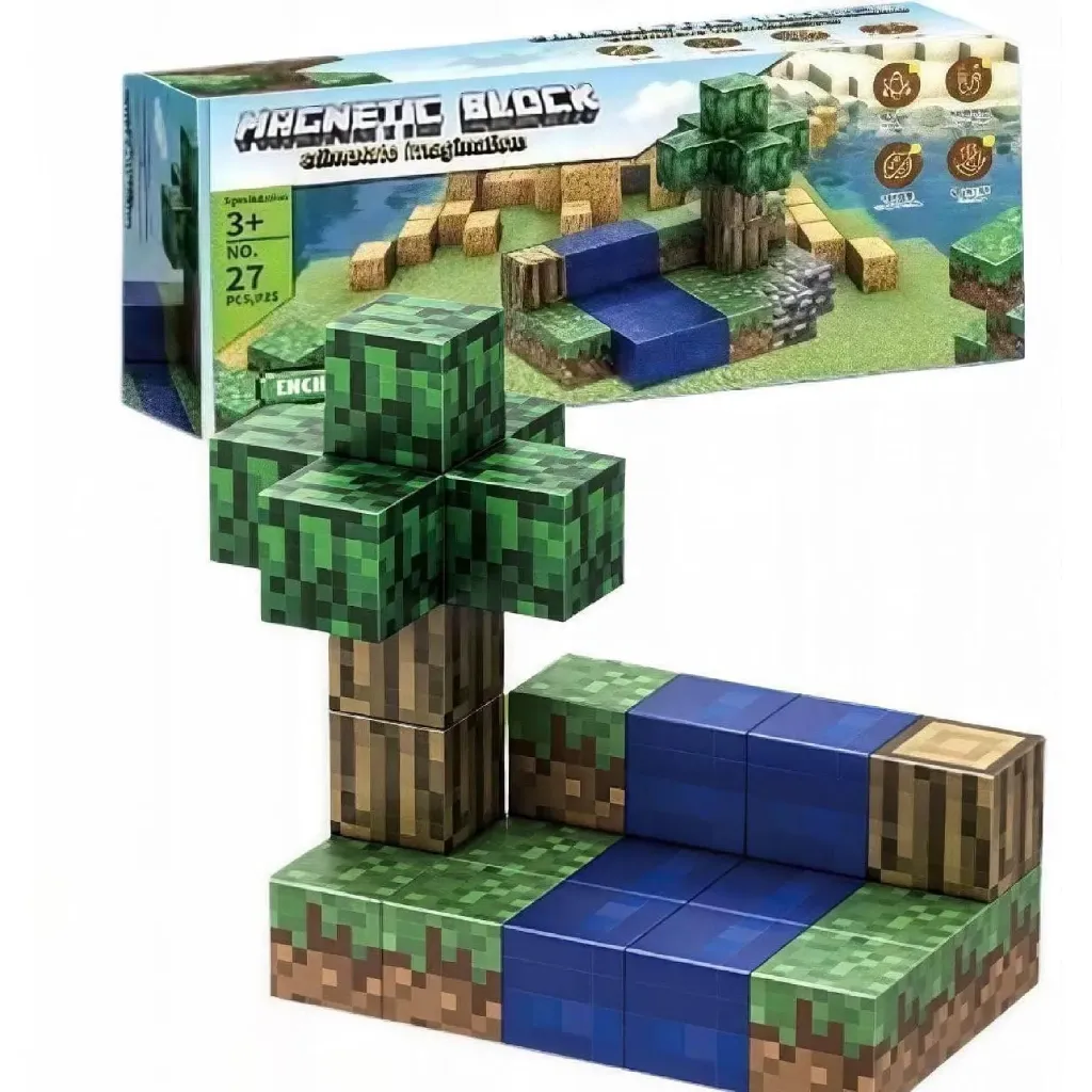[KBS-2278] Minecraft Magnetic Building Blocks Set (27 Pcs Magnetic Construction Cubes)