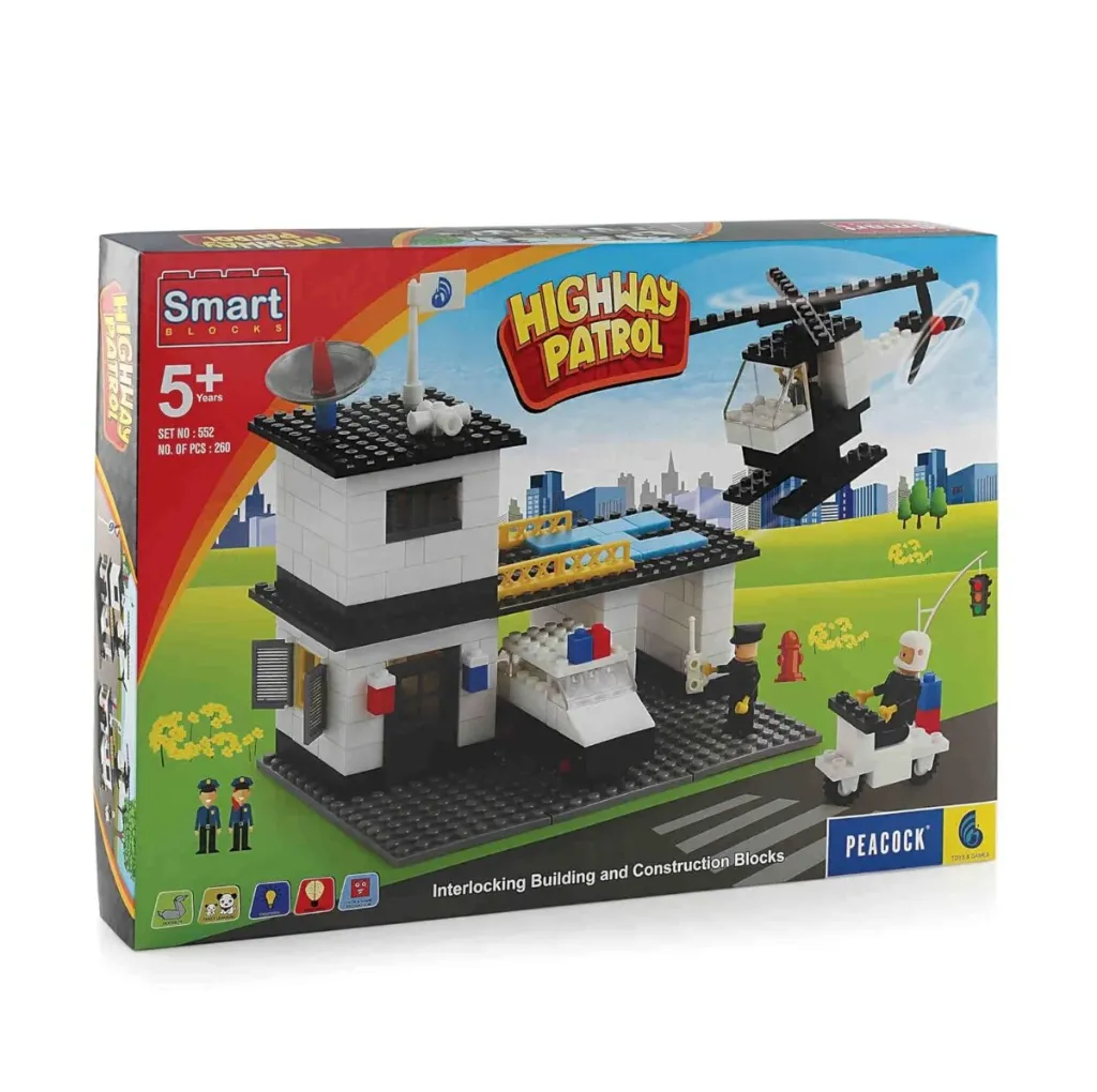 [KBS-2286] Peacock Smart Blocks Set  - Highway Patrol (260 Pcs Lego) - Interlocking Building and Construction Blocks