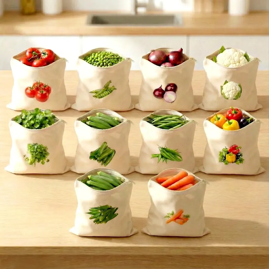[KBS-2318] Reusable Cotton Vegetable Storage Bags for Fridge (1 Bag)