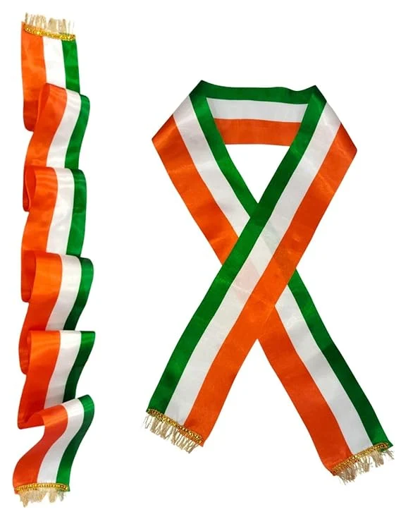 [KBS-2327] Tricolor Scarf - Tiranga Sash for Independence Day & Republic Day Celebration (Pack of 1)