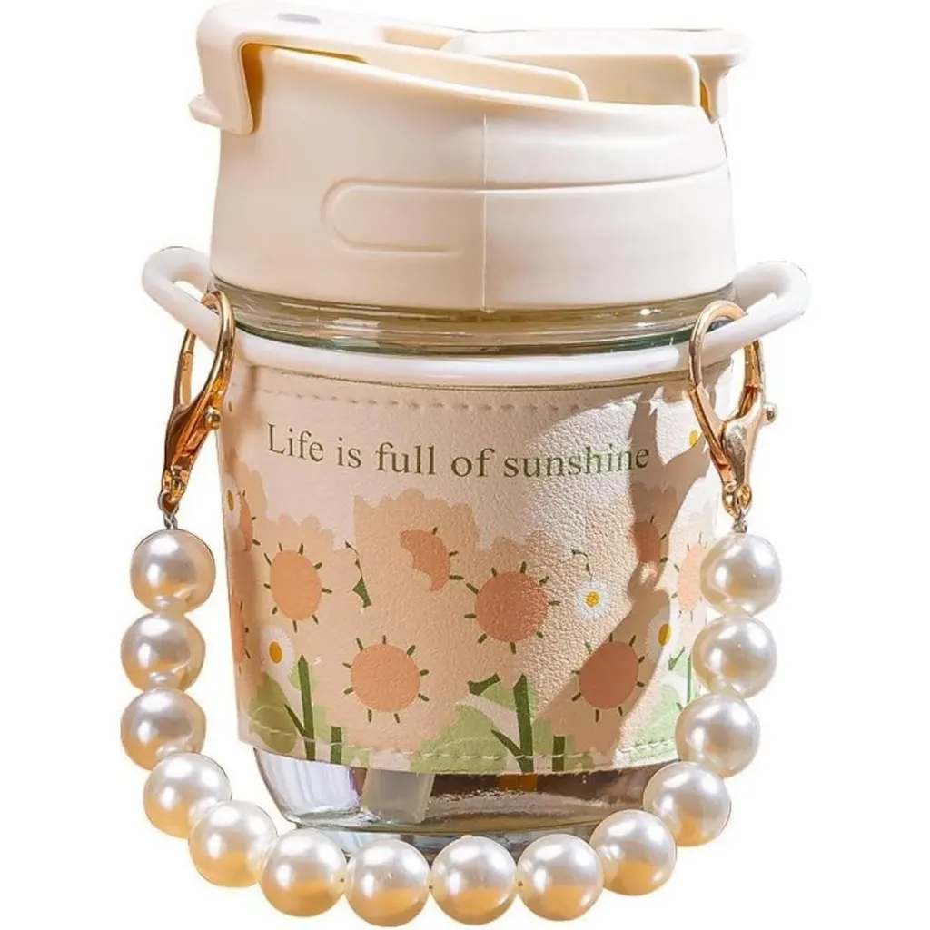 [KBS-2433] Glass Coffee Mug with Pearl Chain