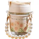Glass Coffee Mug with Pearl Chain