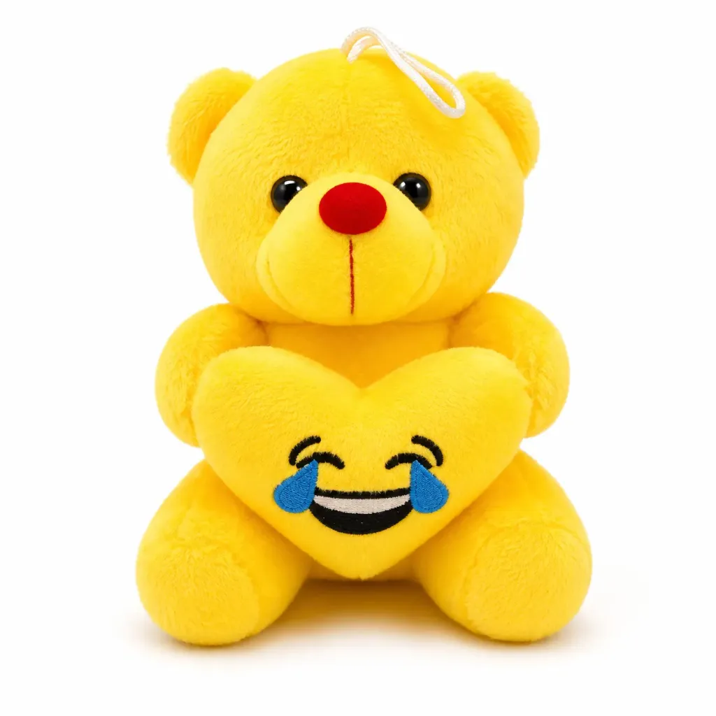 [KBS-2437] Cute Yellow Teddy Bear with Emoji Heart Plush Soft Toy (2437)