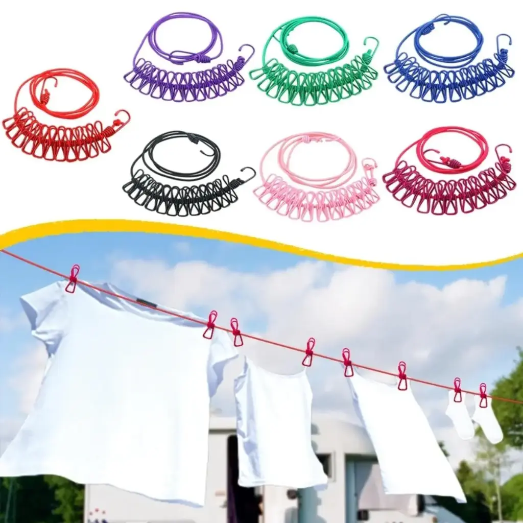 Cloth Drying Rope With Clips
