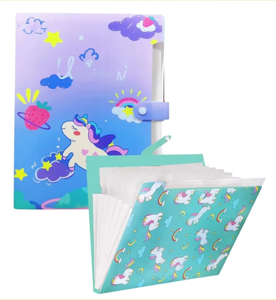Unicorn Button File Folder with Button Lock
