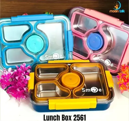 [KBS-943] Stainless Steel 4-Compartment Lunch Box – Leak-Proof, BPA-Free, 950+80ml (Model 2561)