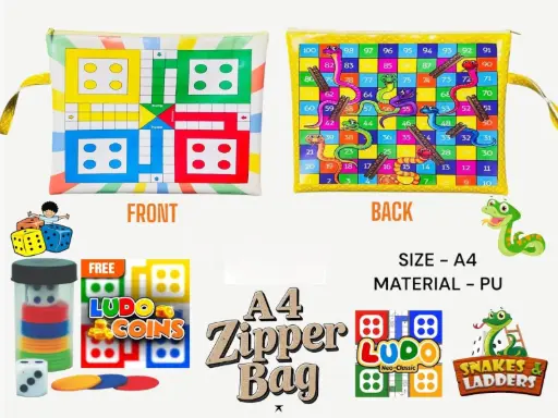 [KBS-1113] 2-in-1 Ludo & Snake-Ladder A4 Zipper Bag   